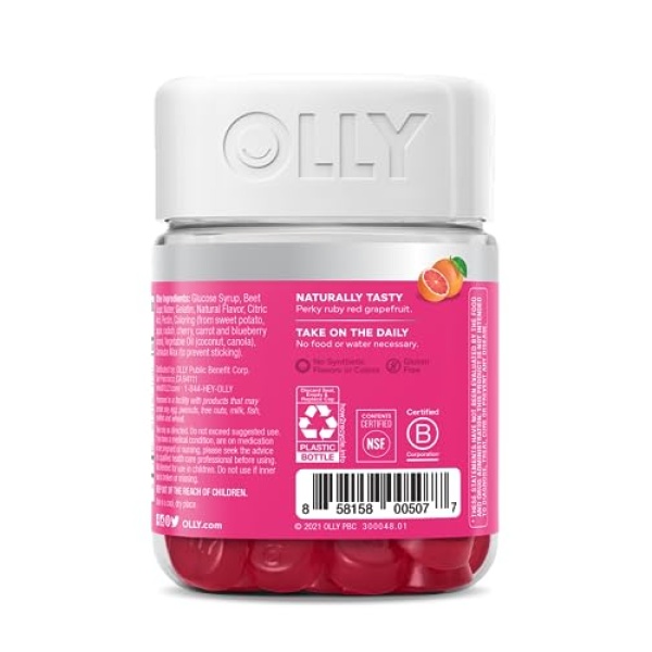 OLLY Undeniable Beauty Gummy, For Hair, Skin, Nails, Biotin, Vitamin C, Keratin, Chewable Supplement, Grapefruit, 30 Day Supply - 60 Count - Image 3