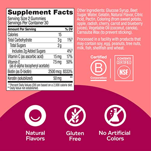 OLLY Undeniable Beauty Gummy, For Hair, Skin, Nails, Biotin, Vitamin C, Keratin, Chewable Supplement, Grapefruit, 30 Day Supply - 60 Count - Image 6