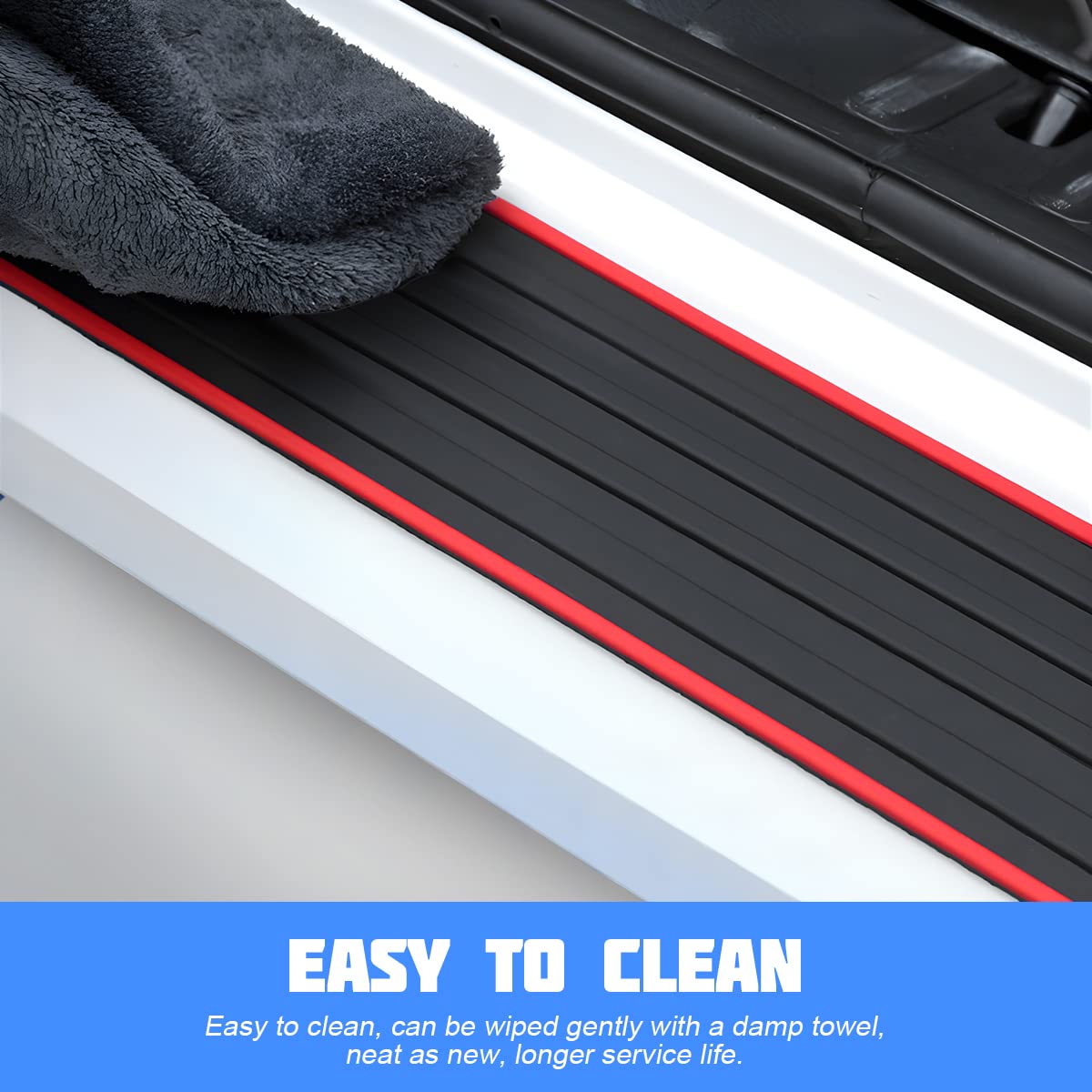 Car Rear Bumper Protector Guard, Anti-Scratch Abrasion Rubber Trunk Door Entry Sill Guard, Non-Slip Vehicle Trim Cover Protection Strip, Car Accessories for Most Cars and SUV (Black/Red/35.4" x2.7) - Image 7