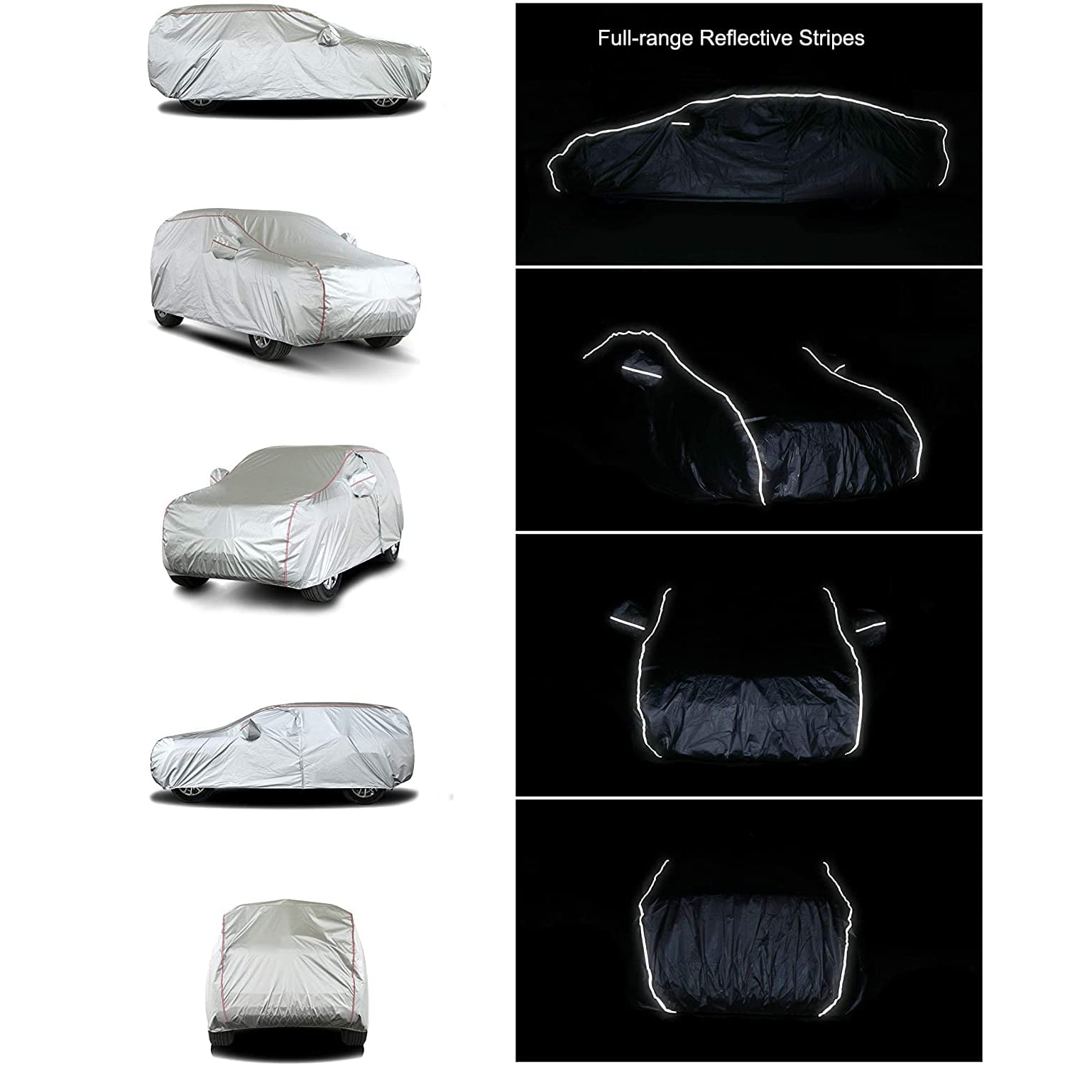 Tecoom Hard Shell Zipper Design Waterproof UV-Proof Windproof Car Cover for All Weather Indoor Outdoor Fit 206-215 Inches Full-Size SUV/Van - Image 7