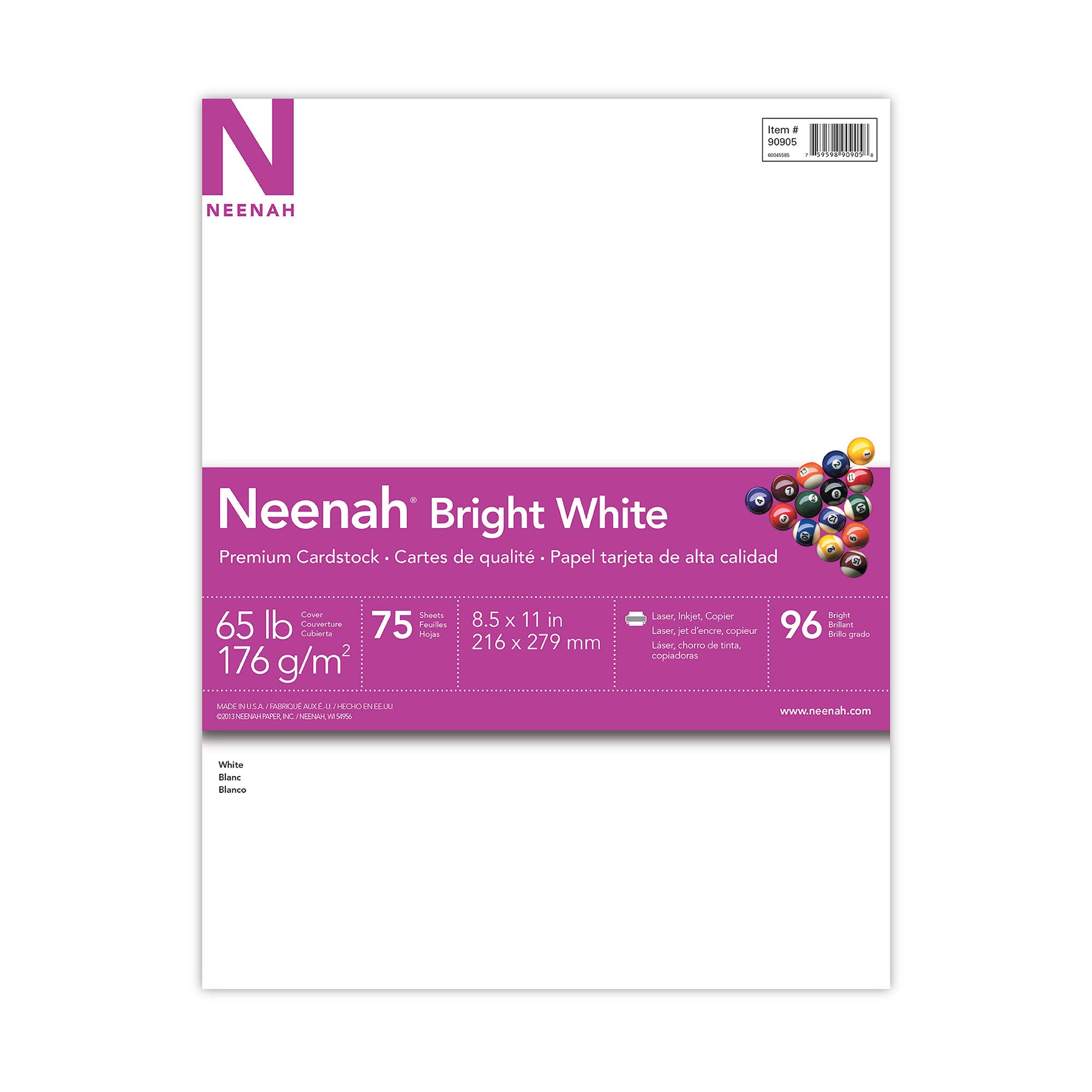 Astrobrights/Neenah Bright White Cardstock, 8.5" x 11", 65 lb/176 gsm, White, 75 Sheets (90905-02) - Packaging May Vary - Image 4