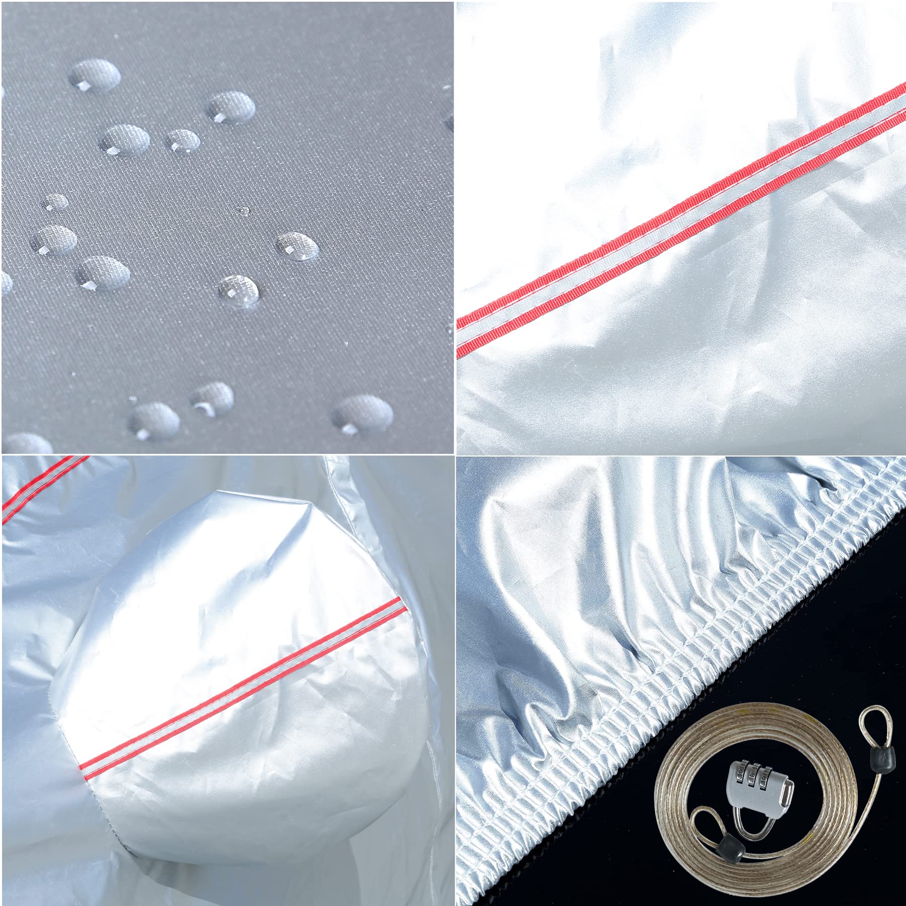 Tecoom Hard Shell Zipper Design Waterproof UV-Proof Windproof Car Cover for All Weather Indoor Outdoor Fit 206-215 Inches Full-Size SUV/Van - Image 4